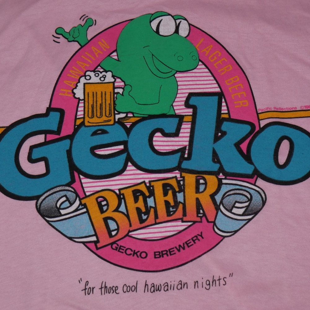 1987 Gecko Beer Hawaii Brewery 80s Vintage T-Shirt